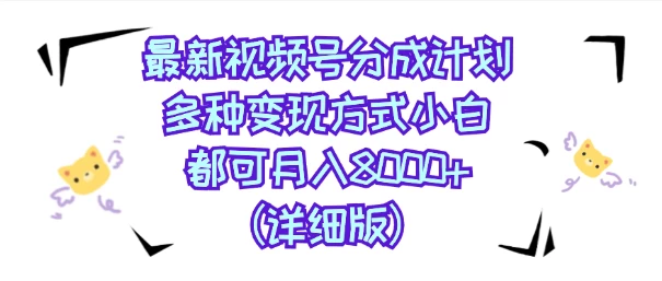 视频号创作者分成计划，多种变现方式，选择适合你领域赛道，小白轻松月入8000+（详细版） - 项目资源网