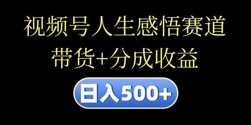 视频号人生感悟赛道，带货+分成收益，日入500+，10分钟做一个视频 - 项目资源网