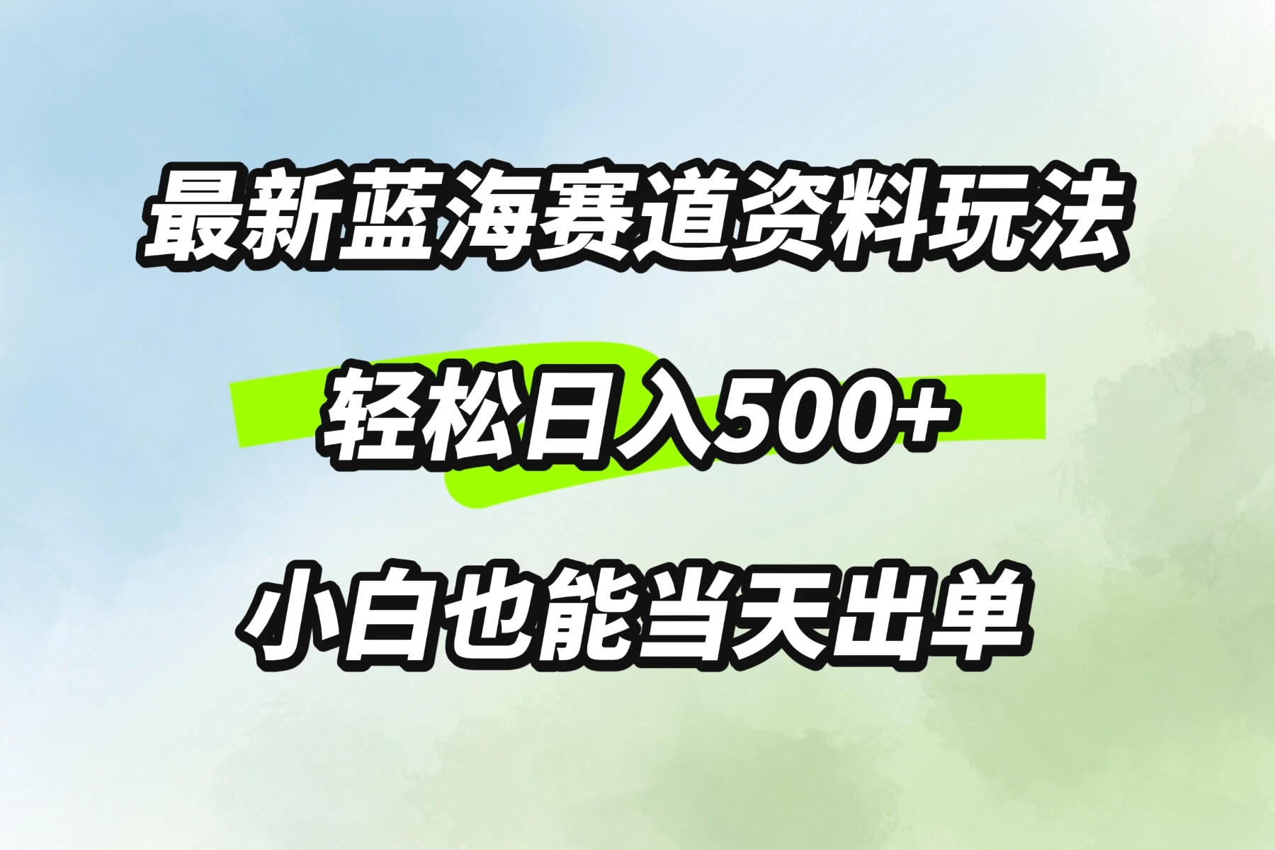 最新蓝海赛道资料玩法，轻松日入500+，小白也能当天出单 - 项目资源网