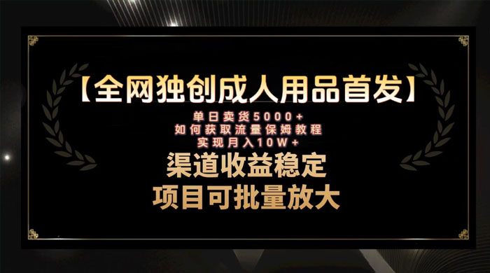 最新全网独创首发，成人用品赛道引流获客，单日卖货 5000+，月入 10w 保姆级教程 - 项目资源网