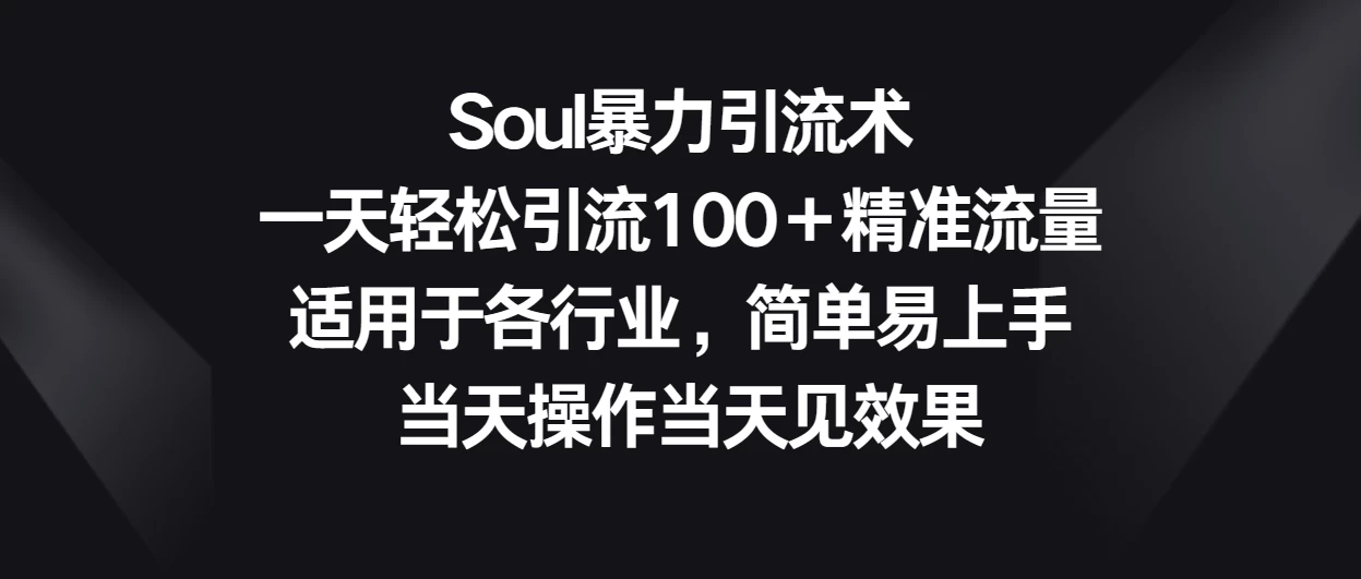 Soul暴力引流术，一天轻松引流100＋精准流量，适用于各行业，简单易上手 当天操作当天见效果 - 项目资源网