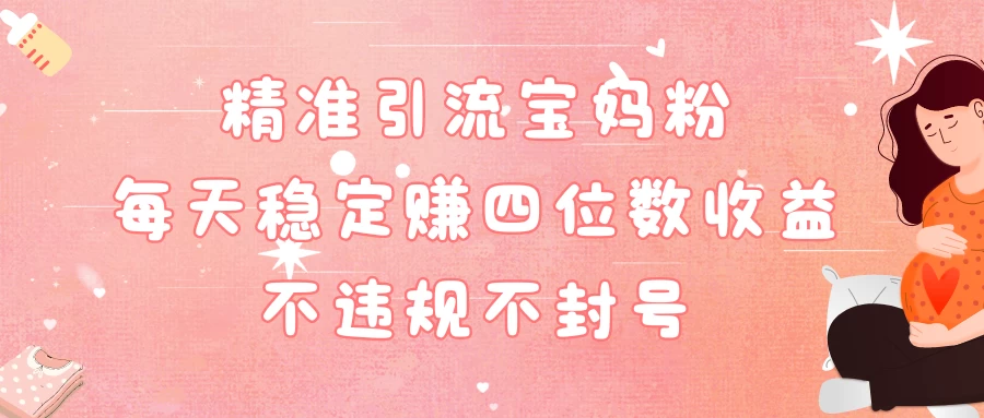 精准引流宝妈粉每天稳定赚四位数收益小白可以操作 - 项目资源网