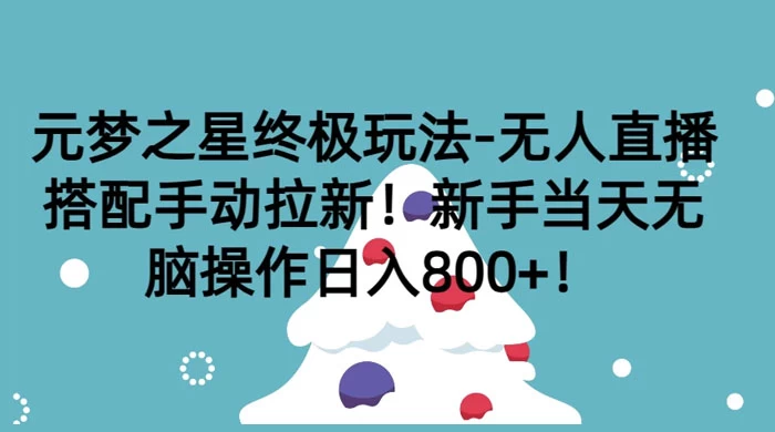 元梦之星终极玩法-无人直播搭配手动拉新，新手当天无脑操作日入800+ - 项目资源网