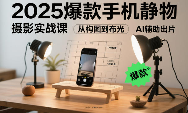 2025爆款手机静物摄影实战课，从构图到布光，不用贵设备，AI辅助出片 - 项目资源网