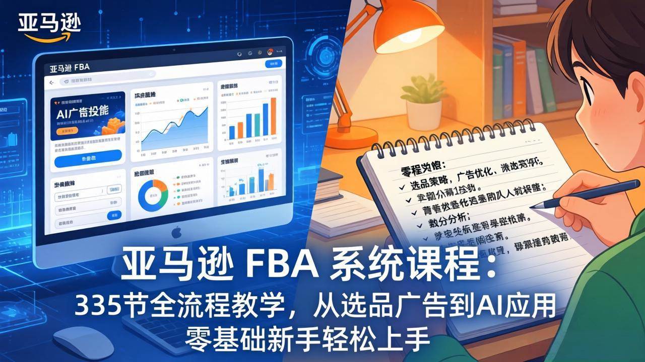 （17744期）亚马逊 FBA 系统课程（更新26年3月）335节全流程教学，从选品广告到AI应用，零基础新手轻松上手 - 项目资源网