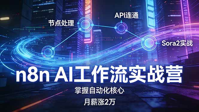 （17458期）n8n AI工作流实战营，节点处理+API连通+Sora2实战，掌握自动化核心月薪涨2万 - 项目资源网