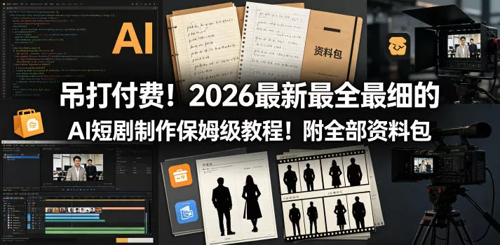 吊打付费！2026最新最全最细的AI短剧制作保姆级教程！附全部资料包 - 项目资源网