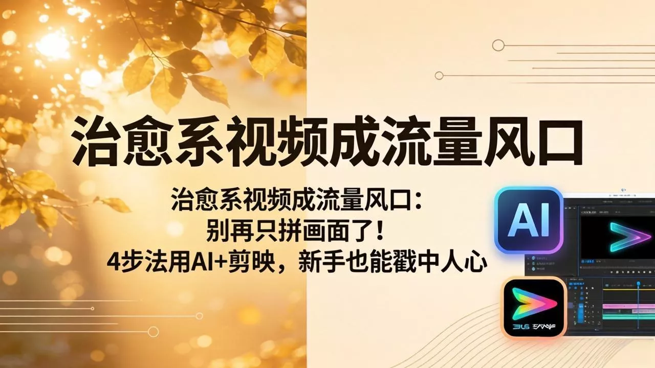 治愈系视频成流量风口：别再只拼画面了！4步法用AI+剪映，新手也能戳中人心 - 项目资源网