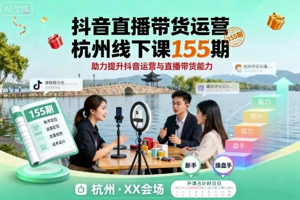 抖音直播带货运营杭州线下课155期，助力提升抖音运营与直播带货能力 - 项目资源网