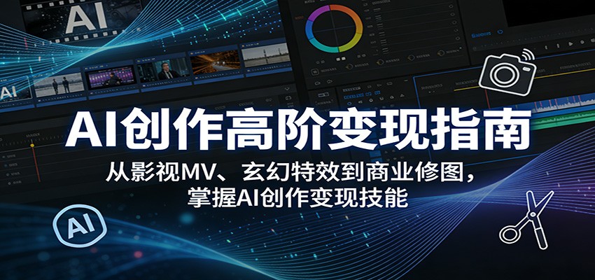AI创作高阶变现指南：从影视MV、玄幻特效到商业修图，掌握AI创作变现技能 - 项目资源网