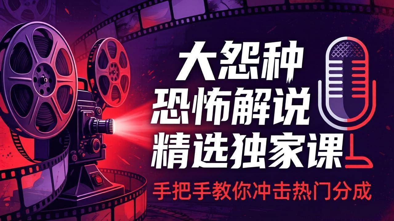 （17920期）大怨种恐怖解说精选独家课：电影下载+文案配音+片头封面，手把手教你冲击热门分成 - 项目资源网