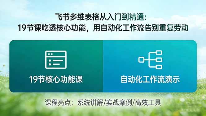 （17634期）飞书多维表格从入门到精通：19节课吃透核心功能，用自动化工作流告别重复劳动 - 项目资源网