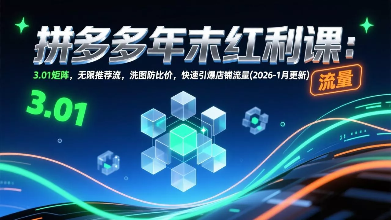 拼多多年末红利课：3.01矩阵，无限推荐流，洗图防比价，快速引爆店铺流量(2026-1月更新 - 项目资源网