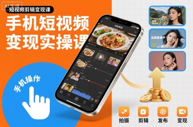 手机短视频变现实操课，短视频剪辑变现课 - 项目资源网