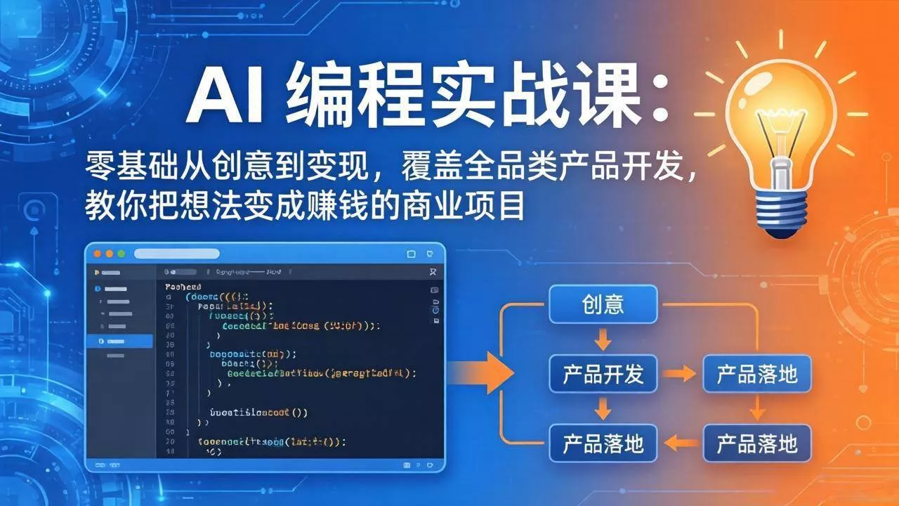 （18307期）AI编程实战课-第三期-5月3更新：零基础从创意到变现，覆盖全品类产品开发，把想法变成赚钱项目 - 项目资源网