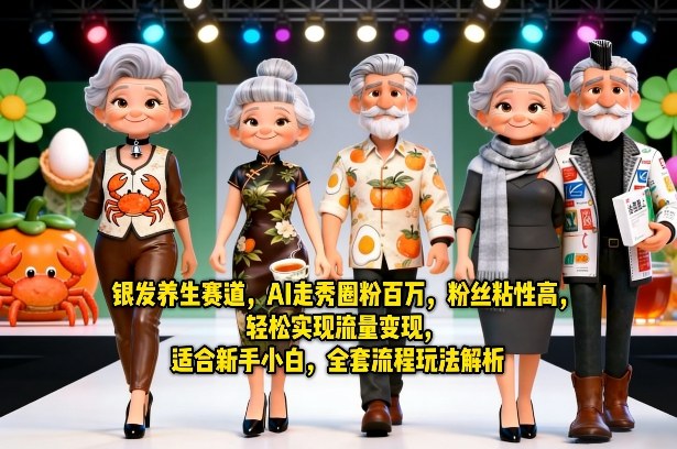 银发养生赛道，AI走秀圈粉百万，粉丝粘性高，轻松实现流量变现，适合新手小白，全套流程玩法解析 - 项目资源网