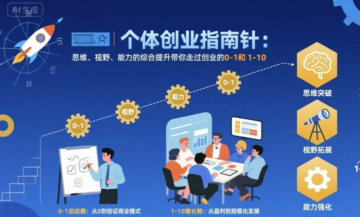 个体创业指南针，思维、视野、能力的综合提升带你走过创业的0-1和1-10【音频】 - 项目资源网