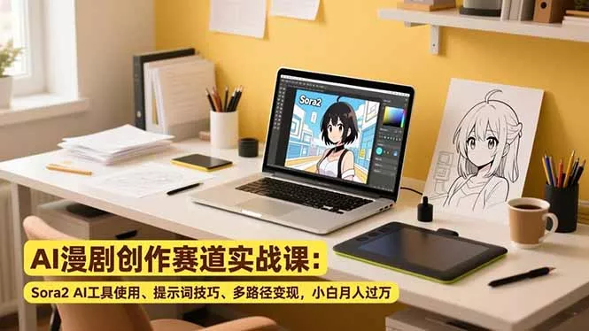 AI漫剧创作赛道实战课：Sora2 AI工具使用、提示词技巧、多路径变现，小白月入过万 - 项目资源网