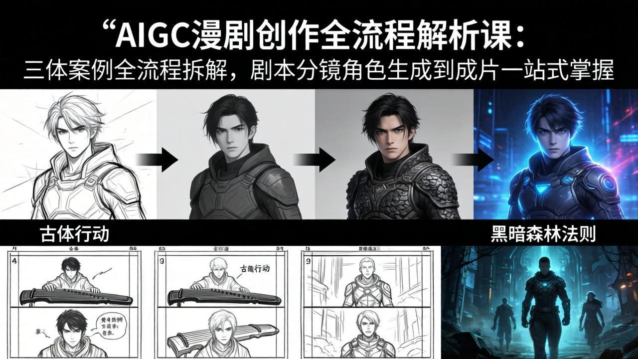 AIGC漫剧创作全流程解析课：三体案例全流程拆解，剧本分镜角色生成到成片一站式掌握 - 项目资源网