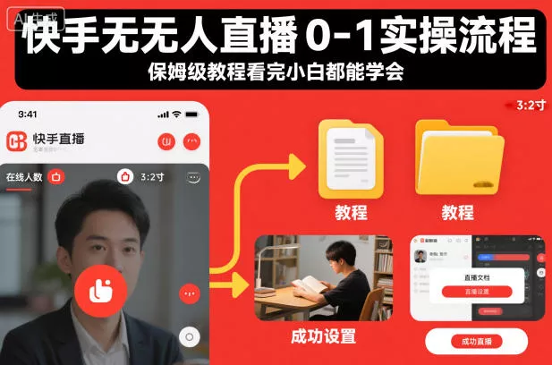 快手无人直播0-1实操流程，保姆级教程看完小白都能学会 - 项目资源网