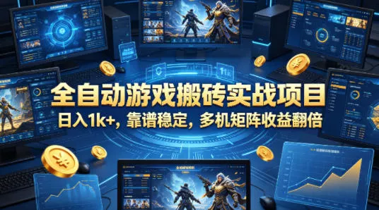 全自动游戏搬砖实战项目，日入1k+，靠谱稳定，多机矩阵收益翻倍【揭秘】