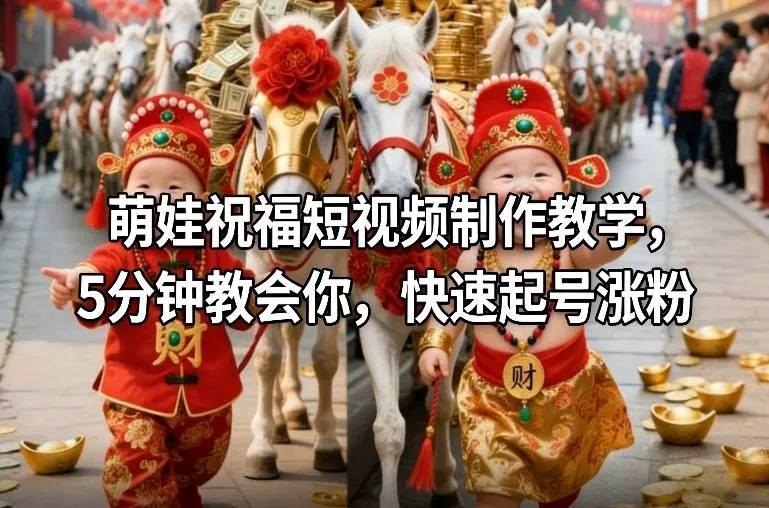 萌娃祝福短视频制作教学，5分钟教会你，快速起号涨粉 - 项目资源网