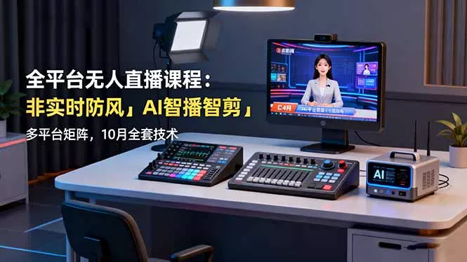 全平台无人直播课程：非实时防风＋AI智播智剪＋多平台矩阵，10月全套技术 - 项目资源网