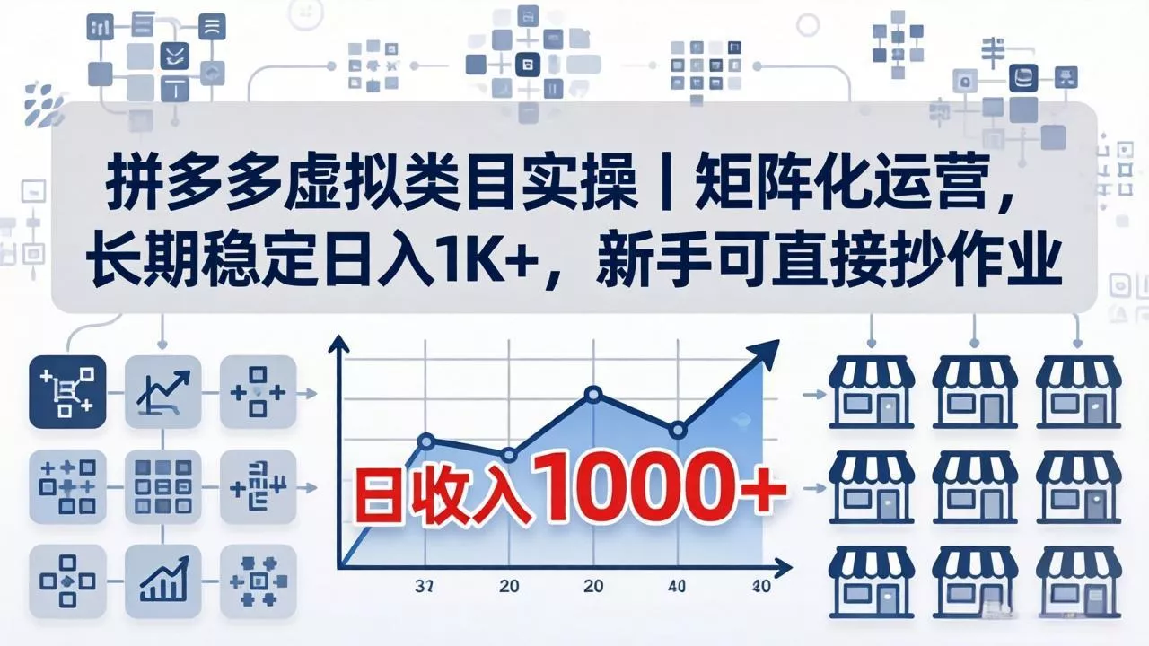拼多多虚拟类目实操｜矩阵化运营，长期稳定日入 1K+，新手可直接抄作业 - 项目资源网