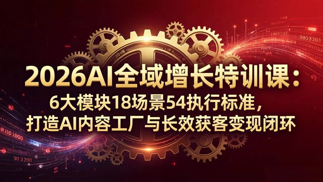 （18103期）2026AI全域增长特训课：6大模块18场景54执行标准，打造AI内容工厂与长效获客变现闭环 - 项目资源网