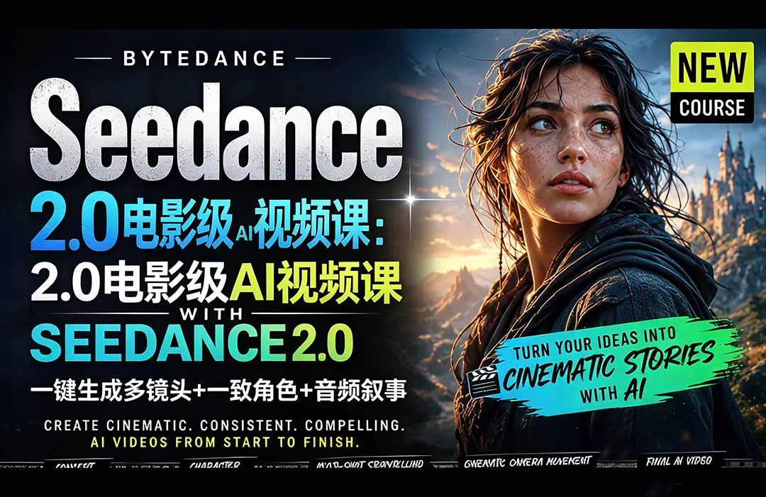 Seedance 2.0电影级AI视频课：一键生成多镜头+一致角色+音频叙事