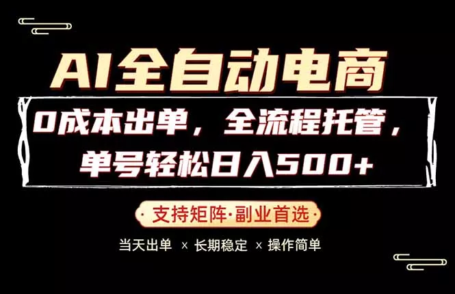 0成本出单，全流程托管，单日轻松日入500+ - 项目资源网