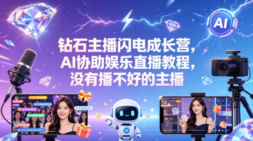 钻石主播闪电成长营，Al协助娱乐直播教程，没有播不好的主播 - 项目资源网
