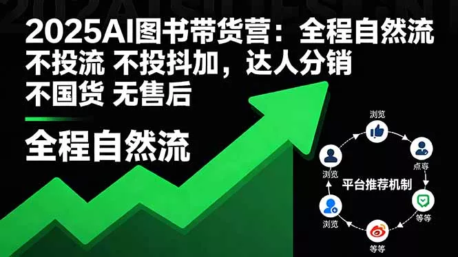 2025AI图书带货营：全程自然流 不投流 不投抖加，达人分销 不国货 无售后 - 项目资源网
