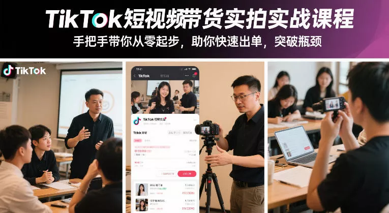 TikTok短视频带货实拍实战课程，手把手带你从零起步，助你快速出单，突破瓶颈 - 项目资源网