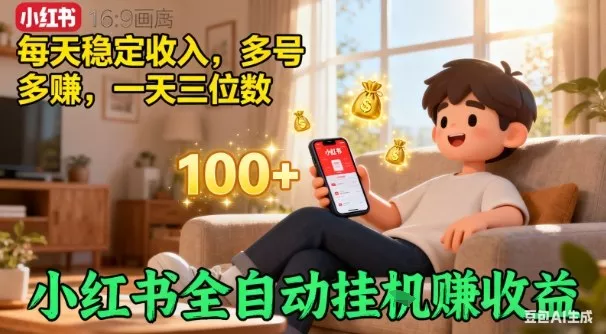 小红书自动挂G賺收益，每天稳定收入，多号多賺，一天三位数【揭秘】 - 项目资源网