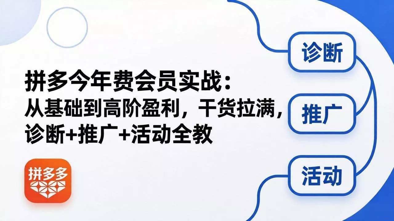（18273期）拼多多年费会员实战(更新26年4月30)：从基础到高阶盈利，干货拉满，诊断+推广+活动全教 - 项目资源网