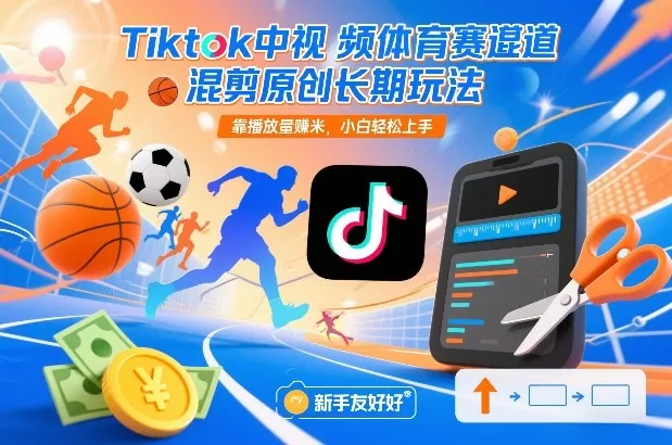 Tiktok中视频体育赛道混剪原创长期玩法，靠播放量賺米，小白轻松上手 - 项目资源网