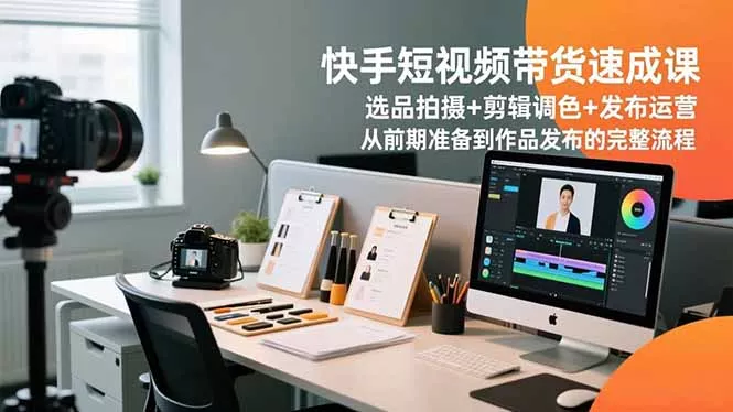 快手短视频带货速成课，选品拍摄+剪辑调色+发布运营，从前期准备到作品发布的完整流程 - 项目资源网