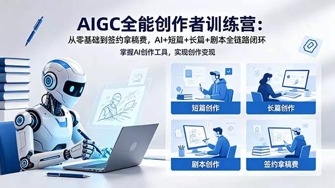 AIGC全能创作者训练营：从零基础到签约拿稿费，AI+短篇+长篇+剧本全链路闭环 - 项目资源网