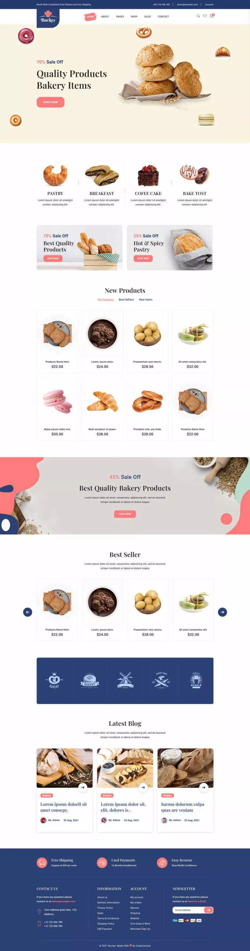 Bootstrap5甜品面包店铺HTML电商模板 - 项目资源网
