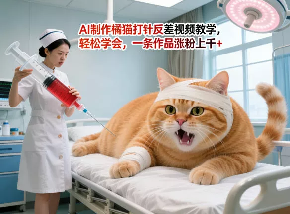 AI制作橘猫打针反差视频教学，轻松学会，一条作品涨粉上千+ - 项目资源网
