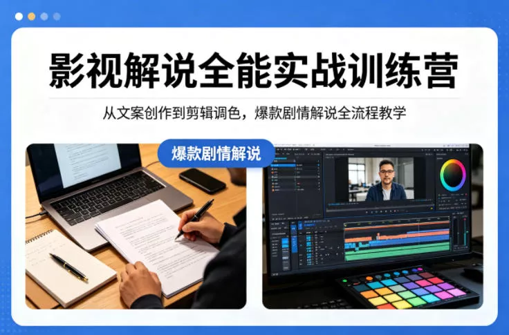 影视解说全能实战训练营：从文案创作到剪辑调色，爆款剧情解说全流程教学 - 项目资源网