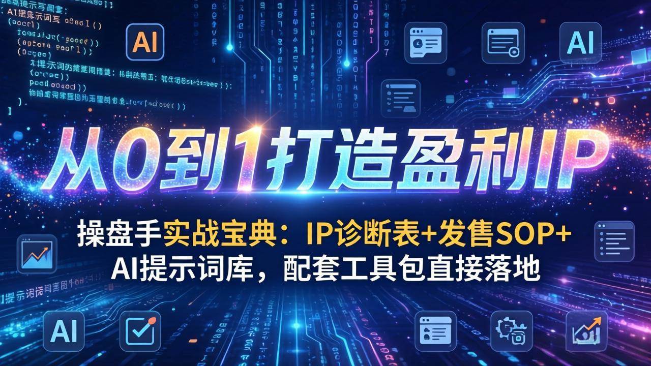 （17593期）操盘手实战宝典：IP诊断表+发售SOP+AI提示词库，配套工具包直接落地，从0到1打造盈利IP - 项目资源网