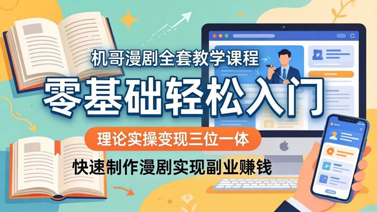 （18168期）机哥漫剧全套教学课程，理论实操变现三位一体，零基础轻松入门，快速制作漫剧实现副业赚钱 - 项目资源网