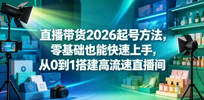 直播带货2026起号方法，零基础也能快速上手，从0到1搭建高流速直播间 - 项目资源网