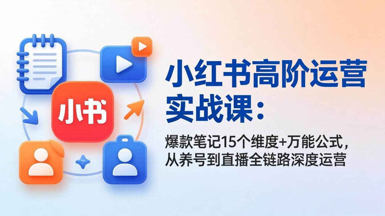 （17844期）小红书高阶运营实战课：爆款笔记15个维度+万能公式，从养号到直播全链路深度运营 - 项目资源网