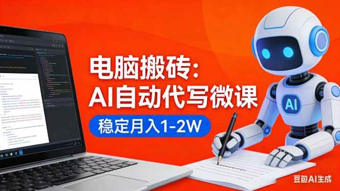 （17582期）电脑搬砖：AI自动代写微课，稳定月入1-2W，提供接单渠道，0门槛小白可做！ - 项目资源网