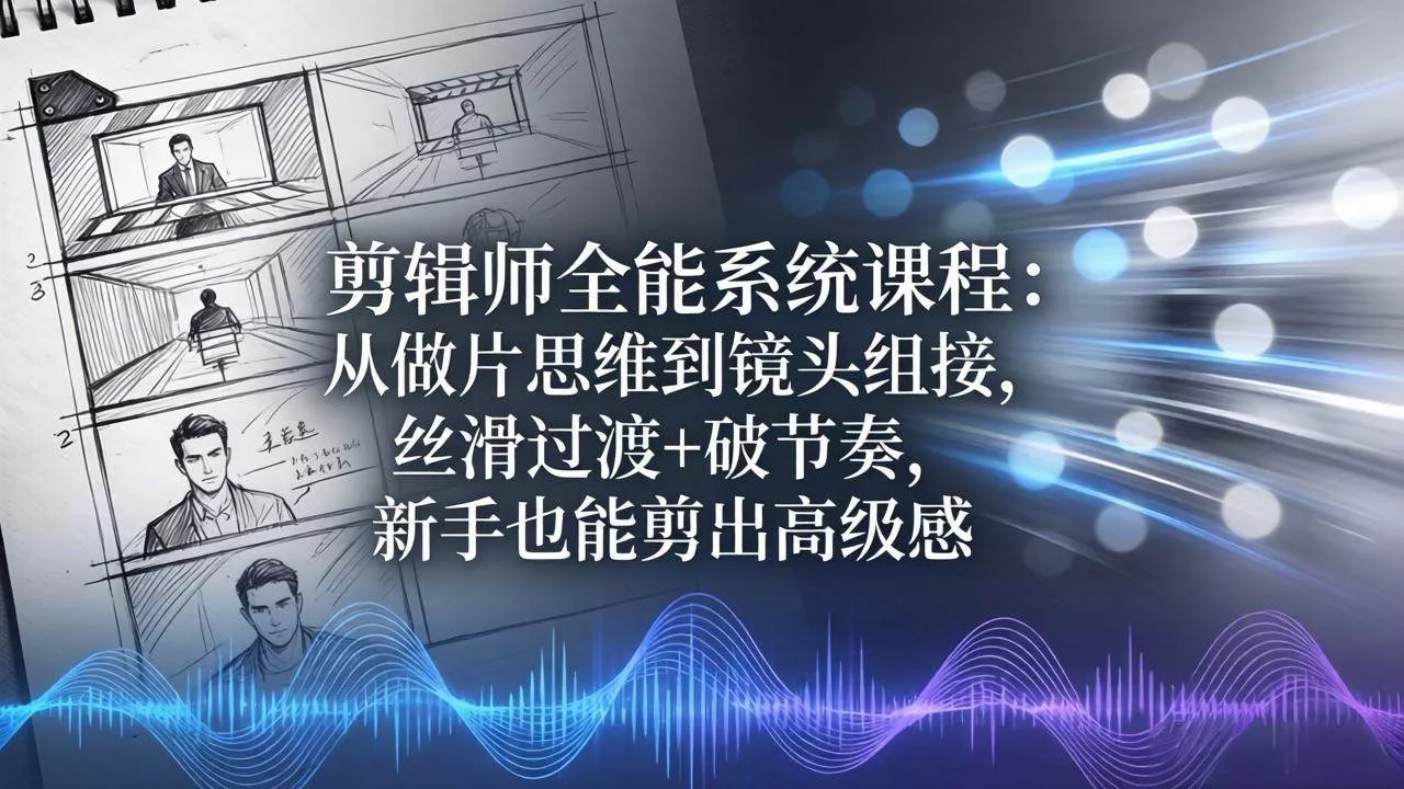 （18260期）剪辑师全能系统课程：从做片思维到镜头组接，丝滑过渡+破节奏，新手也能剪出高级感 - 项目资源网
