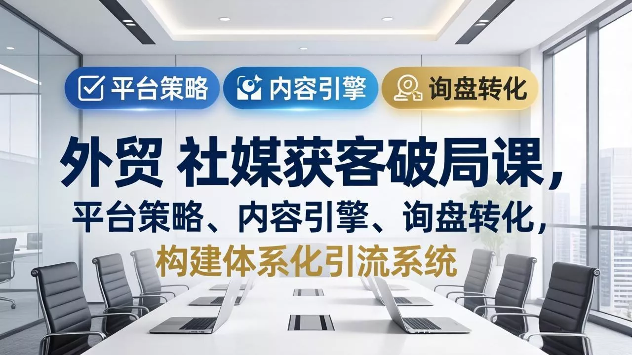 外贸 社媒获客破局课，平台策略、内容引擎、询盘转化，构建体系化引流系统(更新26年3月 - 项目资源网