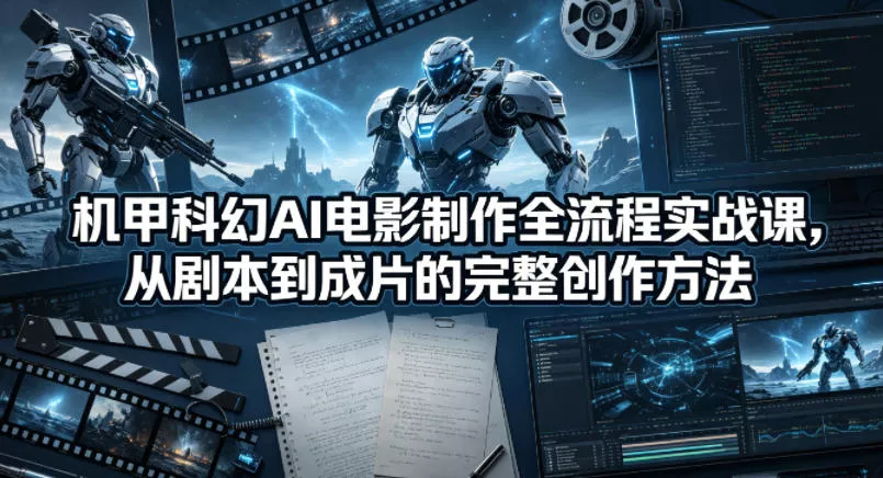 机甲科幻AI电影制作全流程实战课，从剧本到成片的完整创作方法